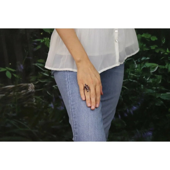 10k Yellow Gold Natural Garnet Ring Size 7 - Picture 3 of 7